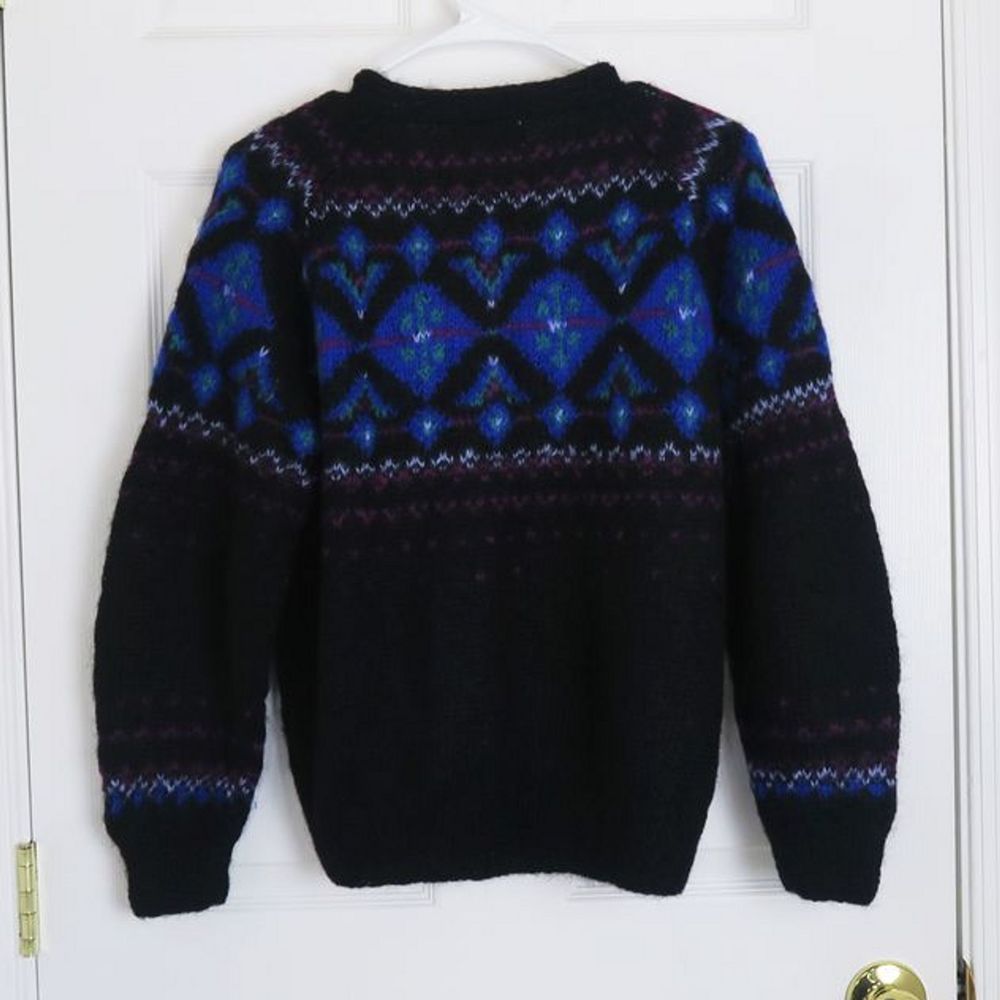 Vintage LL Bean Fair Isle Knit Mohair Wool Sweater - Picture 2 of 8